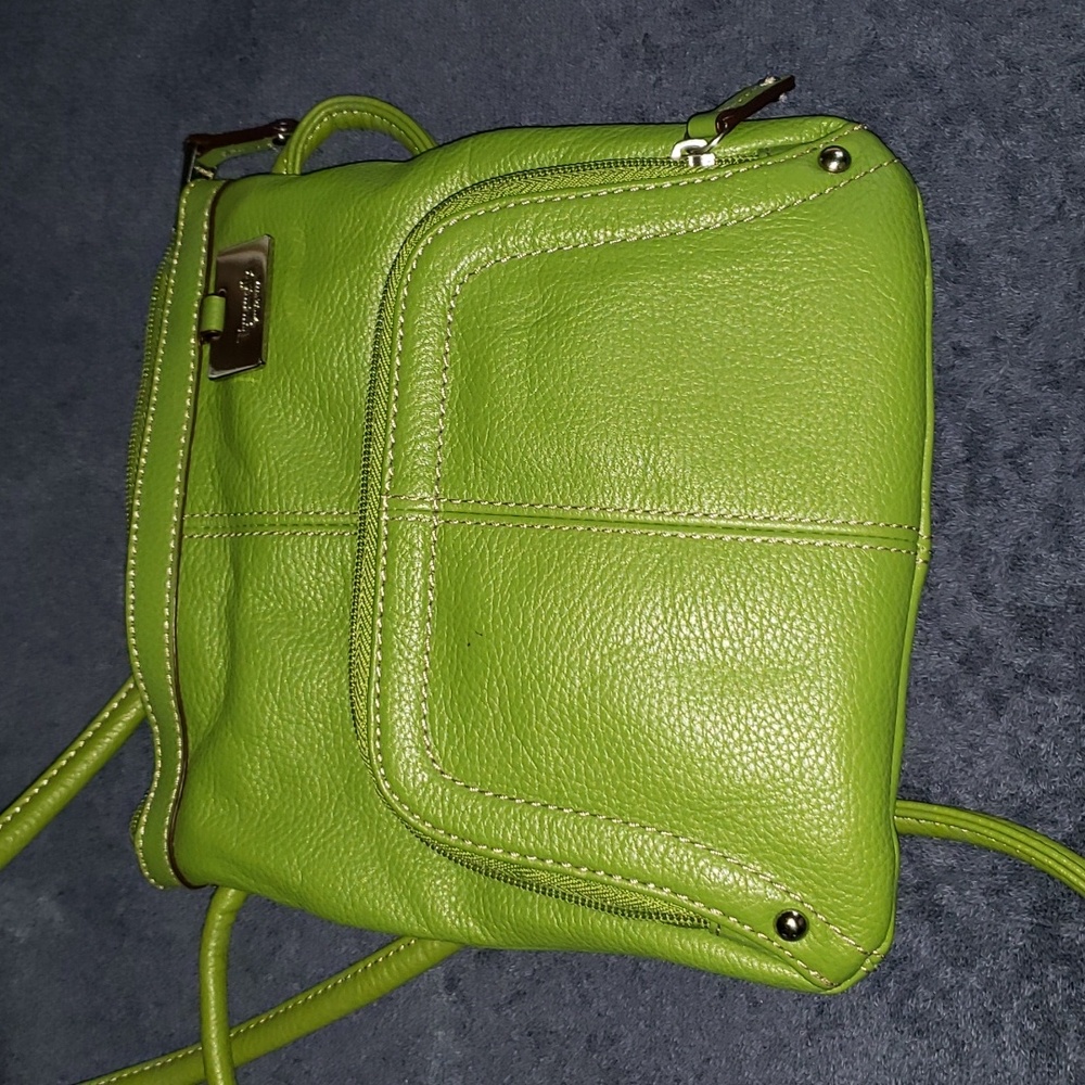 Tignanello Lime Green Leather Crossbody Purse - New